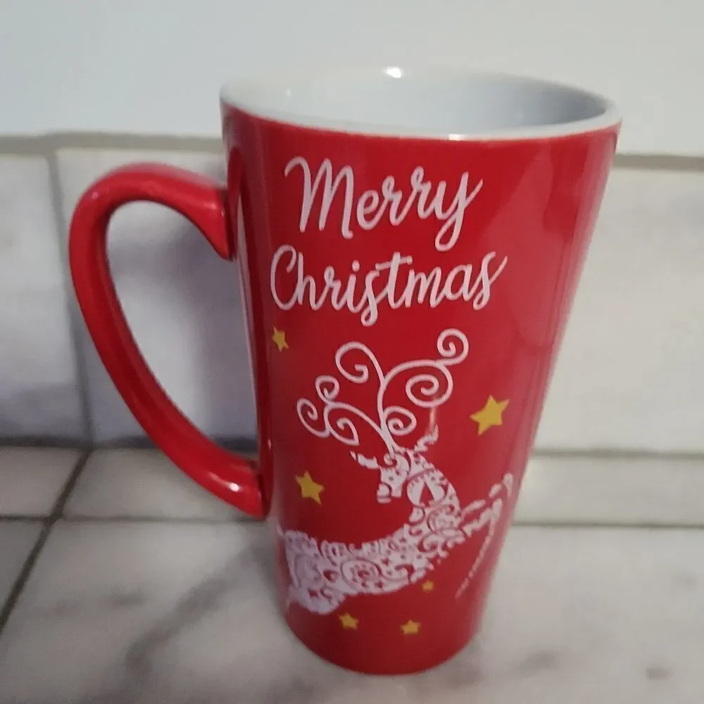 Merry Christmas tall ceramic coffee hot tea hot cocoa bar mug 16 oz
